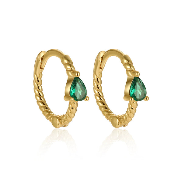 Wholesale S925 Sterling Silver Micro Inlaid Turquoise Emerald Zircon Water Drop Geometric Earrings For Women
