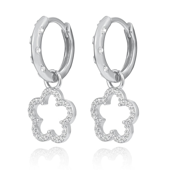 Wholesale S925 Sterling Silver Micro Inlaid Zircon Flower Hollow Earrings For Women