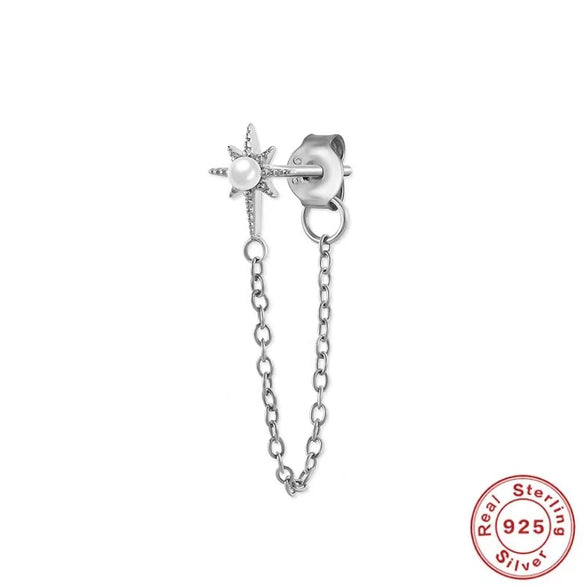 Wholesale S925 Sterling Silver Micro Inlaid Zircon Flower Moon Star Tassel Earrings With Vintage Design