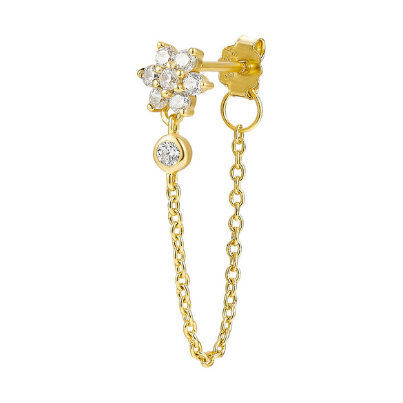 Wholesale S925 Sterling Silver Micro Inlaid Zircon Flower Moon Star Tassel Earrings With Vintage Design