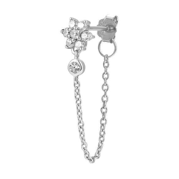 Wholesale S925 Sterling Silver Micro Inlaid Zircon Flower Moon Star Tassel Earrings With Vintage Design