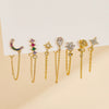 Wholesale S925 Sterling Silver Micro Inlaid Zircon Flower Moon Star Tassel Earrings With Vintage Design
