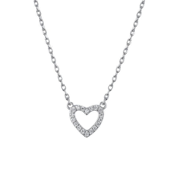 Wholesale S925 Sterling Silver Micro Inlaid Zircon Hollow Heart Shaped Love Necklace With Cross Chain And Electroplating For Women Fashion Fresh Sweet Clavicle Chain