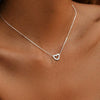 Wholesale S925 Sterling Silver Micro Inlaid Zircon Hollow Heart Shaped Love Necklace With Cross Chain And Electroplating For Women Fashion Fresh Sweet Clavicle Chain