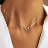Wholesale S925 Sterling Silver Micro Inlaid Zircon Hollow Heart Shaped Love Necklace With Cross Chain And Electroplating For Women Fashion Fresh Sweet Clavicle Chain