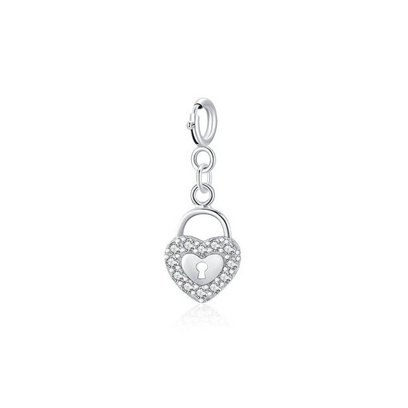 Wholesale S925 Sterling Silver Micro Inlay Heart Lock Pendant