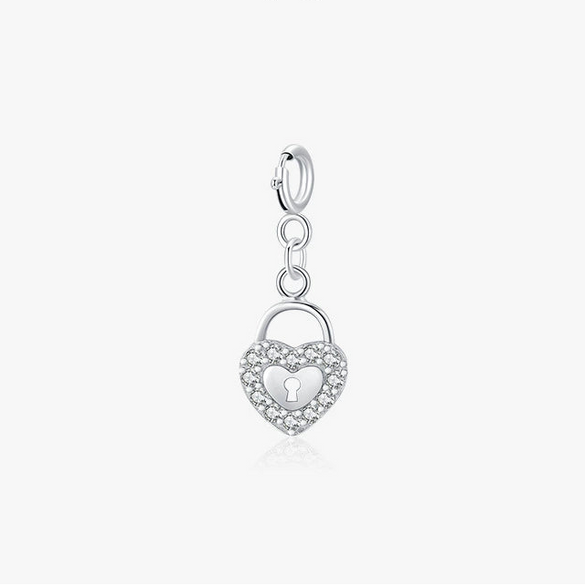 Wholesale S925 Sterling Silver Micro Inlay Heart Lock Pendant