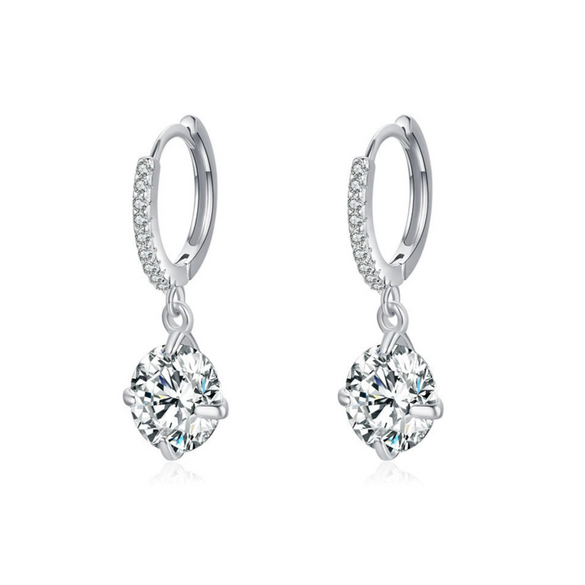 Wholesale S925 Sterling Silver Micro Inlay Simulation Diamond Geometric Earrings For Women