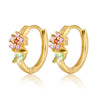 Wholesale S925 Sterling Silver Micro Paved Zircon Flower Leaf Earrings In Fresh Sweet Pastoral Style With Floral Design