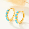 Wholesale S925 Sterling Silver Microinlaid Turquoise Geometric Round Earrings With Zirconia Processing