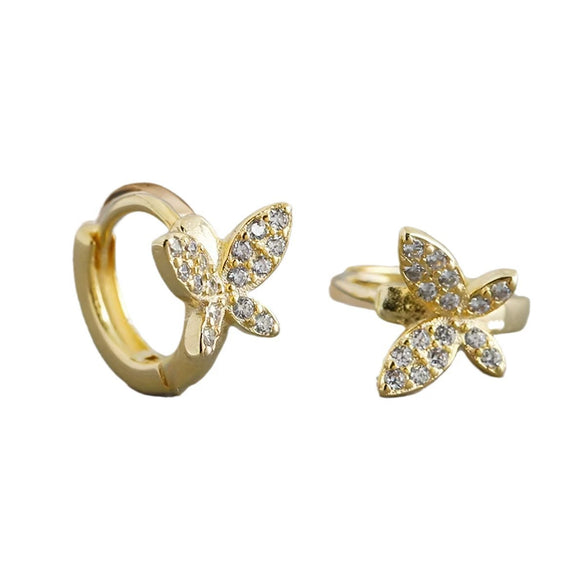 Wholesale S925 Sterling Silver Microinlaid Zircon Butterfly Earrings For Women With Pastoral Style
