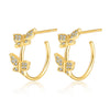 Wholesale S925 Sterling Silver Microinlaid Zircon Cshaped Butterfly Earrings Pastoral Small Fresh Advanced Ear Studs