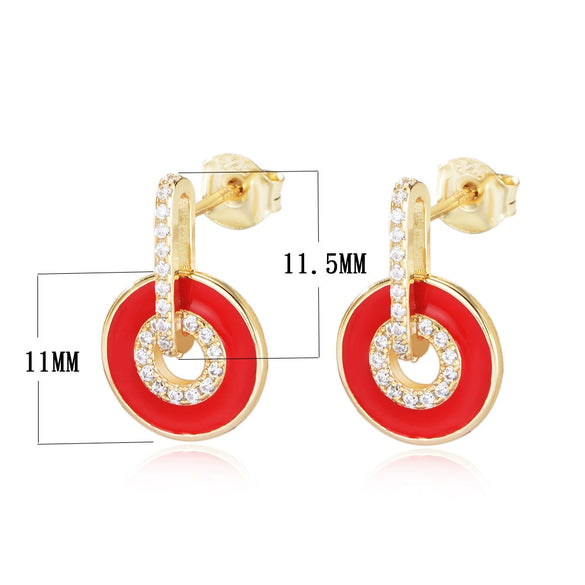 Wholesale S925 Sterling Silver Microinlaid Zircon Drop Earrings With Geometric Design And Dripping Glue Enamel Color For Women