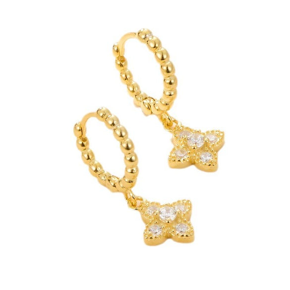 Wholesale S925 Sterling Silver Microinlaid Zircon Fourleaf Clover Feminine Exquisite Versatile Earrings