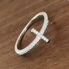Wholesale S925 Sterling Silver Microinlaid Zircon Geometric Cross Ring With Electroplating For Fashion Commuter Ol
