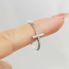 Wholesale S925 Sterling Silver Microinlaid Zircon Geometric Cross Ring With Electroplating For Fashion Commuter Ol