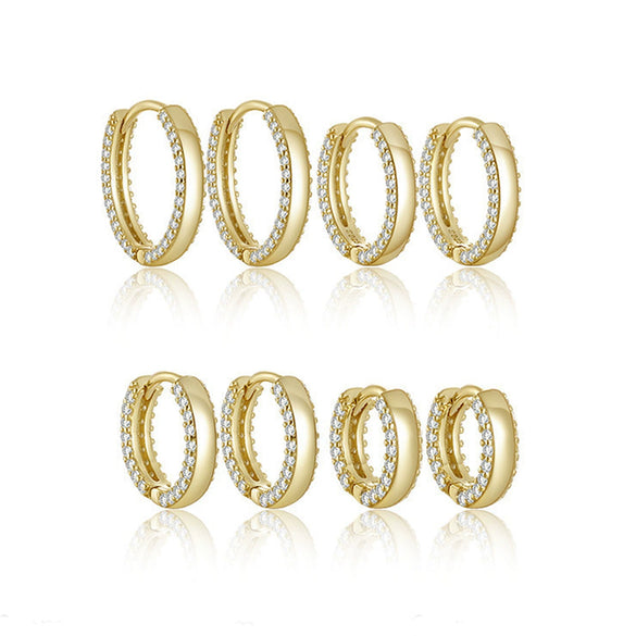 Wholesale S925 Sterling Silver Microinlaid Zircon Geometric Ear Ring Ear Buckle Fashion Simple Niche Design Daily Earrings