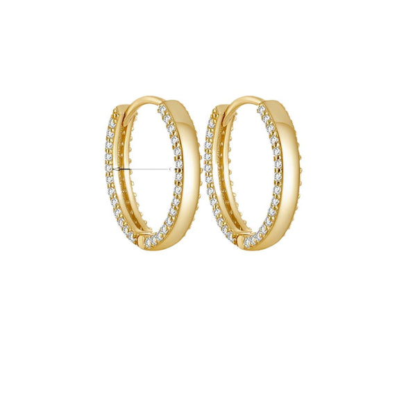 Wholesale S925 Sterling Silver Microinlaid Zircon Geometric Ear Ring Ear Buckle Fashion Simple Niche Design Daily Earrings