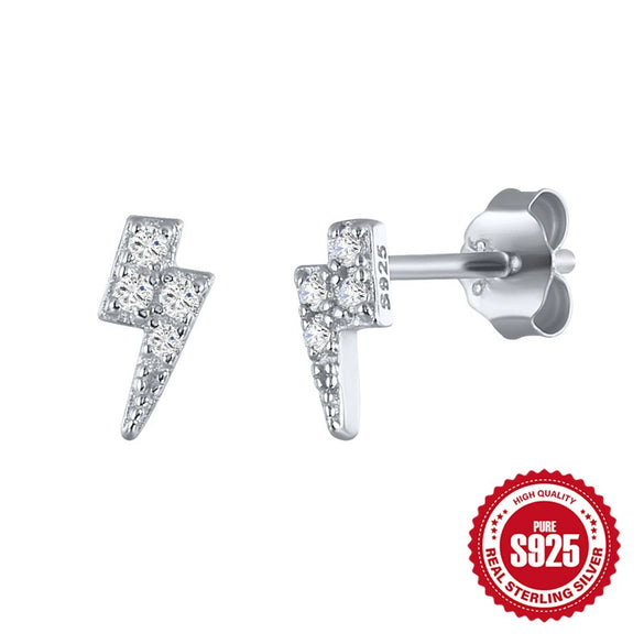 Wholesale S925 Sterling Silver Microinlaid Zircon Geometric Lightning Earrings For Women With Electroplating