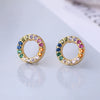 Wholesale S925 Sterling Silver Microinlaid Zircon Geometric Rainbow Circle Colorful Simple Exquisite Women's Daily Earrings