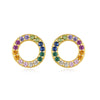 Wholesale S925 Sterling Silver Microinlaid Zircon Geometric Rainbow Circle Colorful Simple Exquisite Women's Daily Earrings