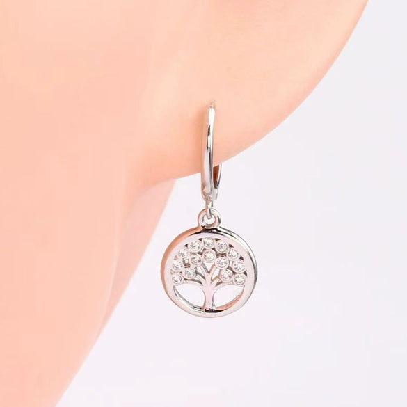 Wholesale S925 Sterling Silver Microinlaid Zircon Tree Of Life Women's Fashion Earrings