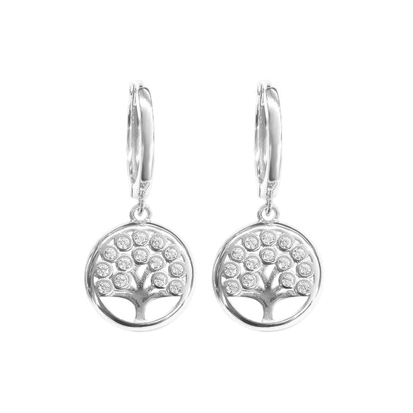 Wholesale S925 Sterling Silver Microinlaid Zircon Tree Of Life Women's Fashion Earrings