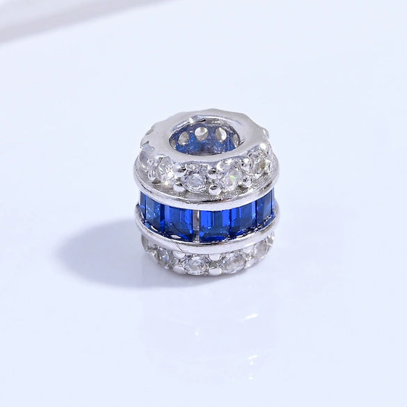 Wholesale S925 Sterling Silver Microinlaid Zirconia Round Barrel Beads Spacer Beads For Diy Bracelet Necklace Accessories