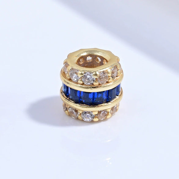 Wholesale S925 Sterling Silver Microinlaid Zirconia Round Barrel Beads Spacer Beads For Diy Bracelet Necklace Accessories