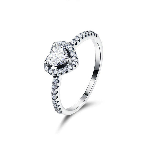 Wholesale S925 Sterling Silver Micropaved Heartshaped Ring For Women With Microinlay