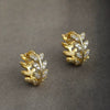 Wholesale S925 Sterling Silver Microset Zircon Leaves Earrings Fashion Vintage