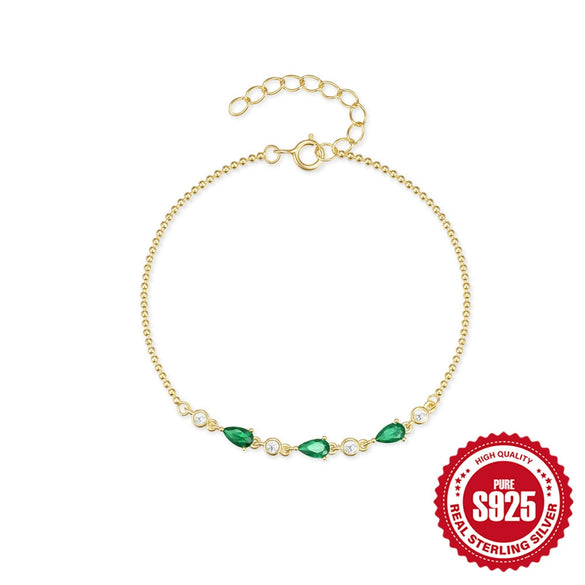 Wholesale S925 Sterling Silver Mini Bead Chain Water Drop Zircon Women's Bracelet With Geometric Pattern And Electroplating Treatment