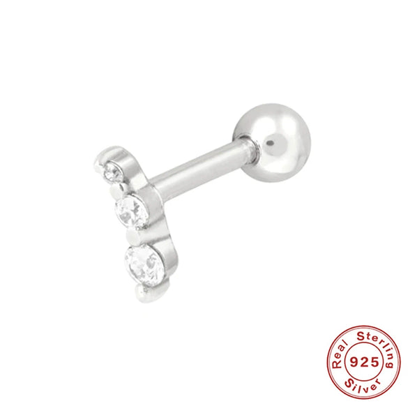 Wholesale S925 Sterling Silver Mini Piercing Thread Ear Studs With Distinctive Angel's Eye Design Electroplated For Women
