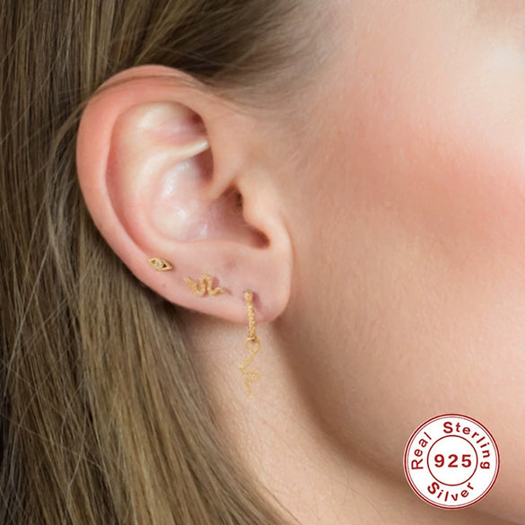 Wholesale S925 Sterling Silver Mini Piercing Thread Ear Studs With Distinctive Angel's Eye Design Electroplated For Women