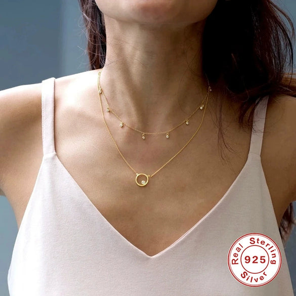 Wholesale S925 Sterling Silver Mini Round Stacked Wind Clavicle Chain With Animal Zodiac Pattern For Women Electroplated Necklace