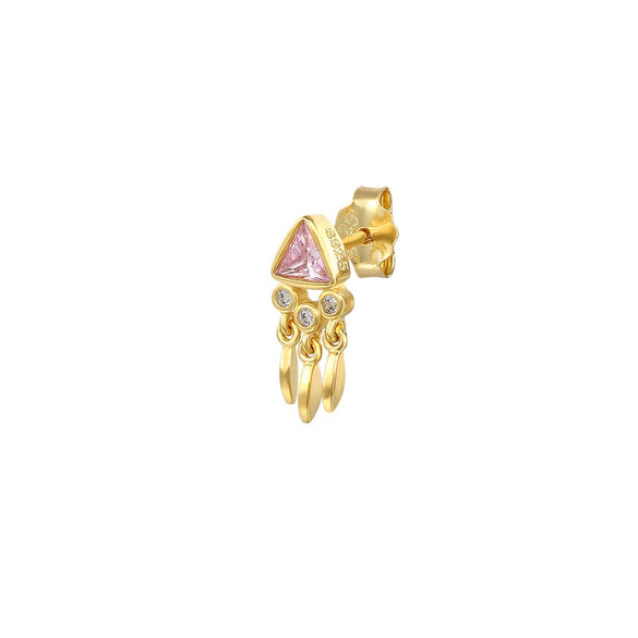 Wholesale S925 Sterling Silver Mini Triangle Tassel Zircon Inlaid Spiral Cartilage Stud Earrings Unisex Geometric Fashion Creative Piercing Stud Earrings
