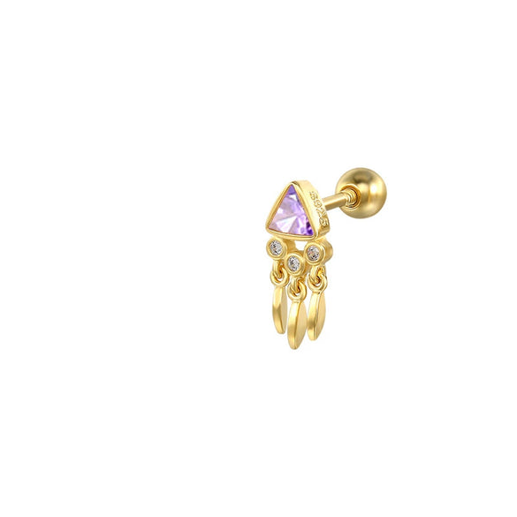 Wholesale S925 Sterling Silver Mini Triangle Tassel Zircon Inlaid Spiral Cartilage Stud Earrings Unisex Geometric Fashion Creative Piercing Stud Earrings