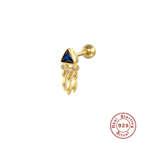 Wholesale S925 Sterling Silver Mini Triangle Tassel Zircon Inlaid Spiral Cartilage Stud Earrings Unisex Geometric Fashion Creative Piercing Stud Earrings