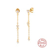 Wholesale S925 Sterling Silver Mini Zirconia Diamond Chain Earrings With Geometric Design And Electroplating
