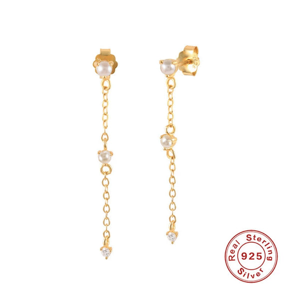 Wholesale S925 Sterling Silver Mini Zirconia Diamond Chain Earrings With Geometric Design And Electroplating