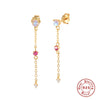 Wholesale S925 Sterling Silver Mini Zirconia Diamond Chain Earrings With Geometric Design And Electroplating