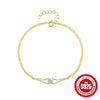 Wholesale S925 Sterling Silver Minimalist Double Layer Four Claw Diamond Embedded Geometric Bracelet