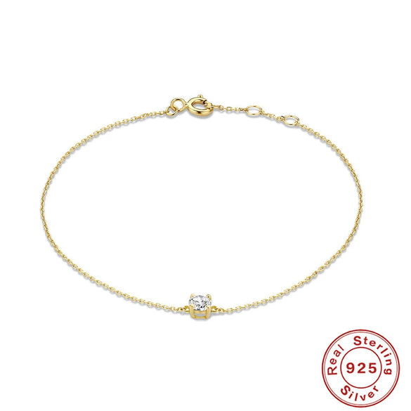 Wholesale S925 Sterling Silver Minimalist Fourclaw Diamond Bracelet With Geometric Pattern Electroplated For Women