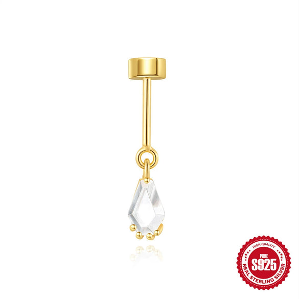 Wholesale S925 Sterling Silver Minimalist Geometric Cylindrical Threaded Piercing Ear Bone Nail Pendant Ear Jewelry With Environmentally Friendly Electroplating