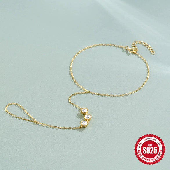Wholesale S925 Sterling Silver Minimalist Geometric Diamond Zircon Bracelet For Women With Electroplating And Real Gold Plating