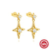 Wholesale S925 Sterling Silver Minimalist Geometric Planet Zirconium Stud Earrings With Water Drop High Grade Pearl Electroplated