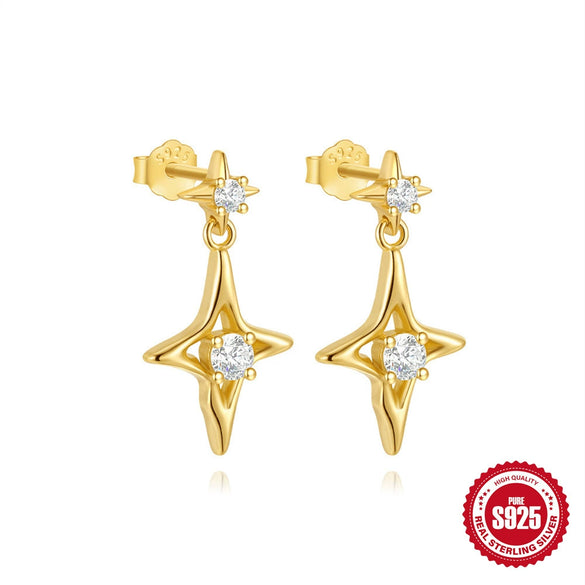 Wholesale S925 Sterling Silver Minimalist Geometric Planet Zirconium Stud Earrings With Water Drop High Grade Pearl Electroplated