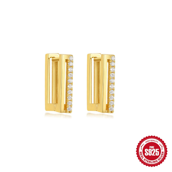 Wholesale S925 Sterling Silver Minimalist Geometric U Shaped Square Earrings With Electroplating