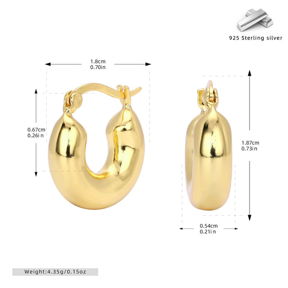 Wholesale S925 Sterling Silver Minimalist Geometric Ushape Electroplated Women's Earrings
