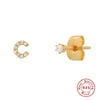 Wholesale S925 Sterling Silver Minimalist Initial Letter Stud Earrings With Electroplating For Women